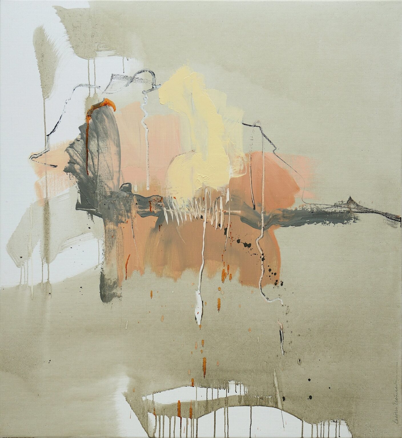 A plunge into silent meditation, 120 x 110 cm