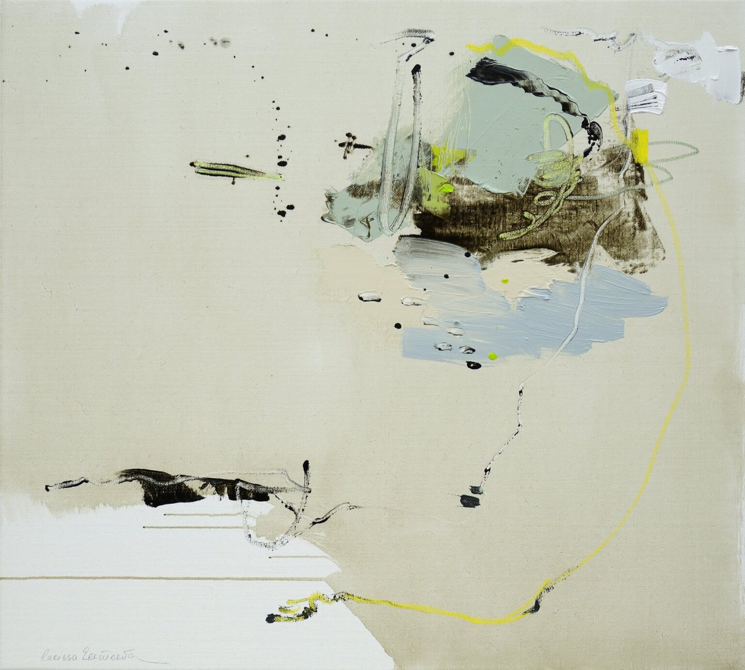 Face to face with a wholly different reality, 90 x 100 cm